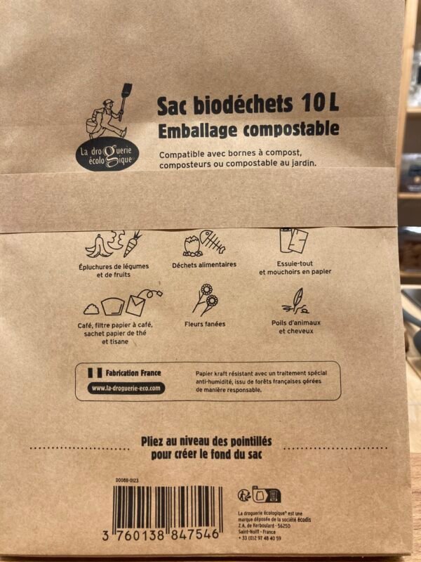 Lot de 15 sacs kraft biodéchets 10L